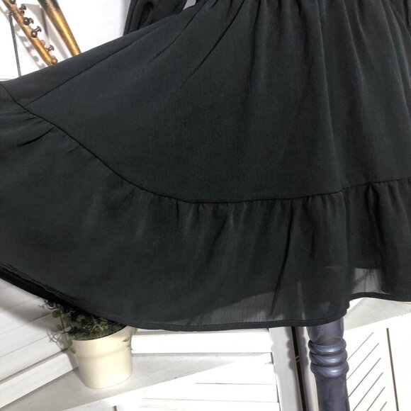 NWOT Exlura Black A-Line Cocktail Dress Lantern Sleeves cut out back bow sz L - Picture 8 of 11